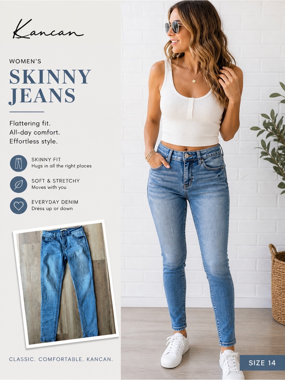 KanCan Women's Skinny Jeans in Medium Blue Wash size 5